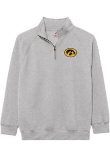 Iowa Hawkeyes Mens Grey Essentials Embroidery Long Sleeve Qtr Zip Pullover