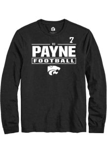 VJ Payne  K-State Wildcats Black Rally Football NIL Stacked Box Long Sleeve T Shirt