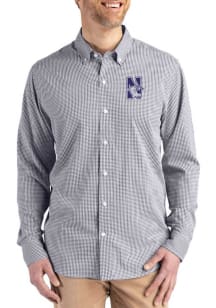 Cutter and Buck Northwestern Wildcats Mens Black Skyline Long Sleeve Dress Shirt