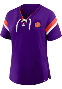 Clemson Tigers Womens Orange Lace UP Short Sleeve T-Shirt