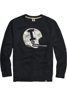 Rally Indiana Hoosiers Mens Black Triblend Football Helmet Long Sleeve Fashion Sweatshirt
