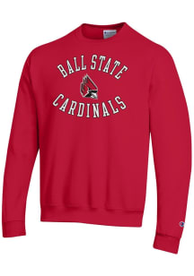 Champion Ball State Cardinals Mens Cardinal Name and Mascot Powerblend Long Sleeve Crew Sweatshirt