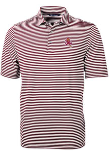 Cutter and Buck Arizona State Sun Devils Mens Maroon Virtue Pique Stripe Short Sleeve Polo