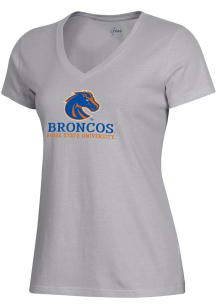Gear for Sports Boise State Broncos Womens Grey Mia Mascot Short Sleeve T-Shirt