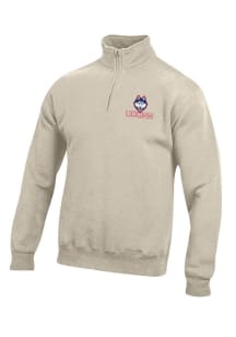 Gear For Sports UConn Huskies Mens Oatmeal Big Cotton Long Sleeve Qtr Zip Pullover