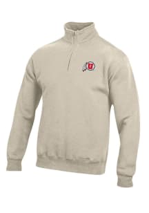Gear for Sports Utah Utes Mens Oatmeal Big Cotton Long Sleeve Qtr Zip Pullover