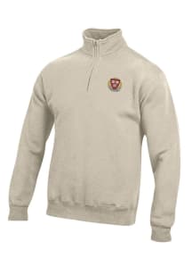 Gear for Sports Harvard Crimson Mens Oatmeal Big Cotton Long Sleeve Qtr Zip Pullover