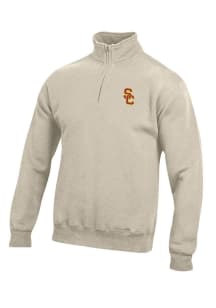 Gear for Sports USC Trojans Mens Oatmeal Big Cotton Long Sleeve Qtr Zip Pullover