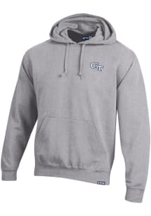 Gear for Sports GA Tech Yellow Jackets Mens Grey Big Cotton Long Sleeve Hoodie