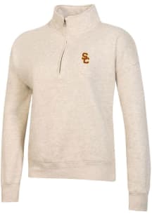 Gear for Sports USC Trojans Womens Oatmeal Big Cotton Logo Qtr Zip