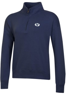 Gear for Sports BYU Cougars Womens Navy Blue Big Cotton Logo Qtr Zip