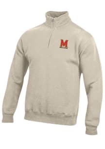 Gear for Sports Maryland Terrapins Mens Oatmeal Big Cotton Long Sleeve Qtr Zip Pullover