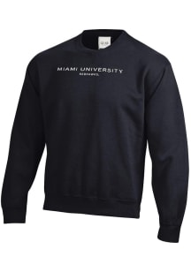 Gear for Sports Miami RedHawks Mens Black Lines Big Cotton Long Sleeve Crew Sweatshirt