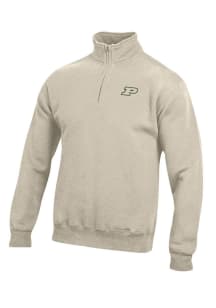Gear for Sports Purdue Boilermakers Mens Oatmeal Big Cotton Long Sleeve Qtr Zip Pullover