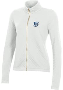 Gear for Sports Creighton Bluejays Womens White Relaxed Quilted Long Sleeve Full Zip Jacket
