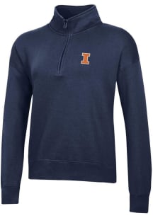 Gear for Sports Illinois Fighting Illini Womens Navy Blue Big Cotton Qtr Zip
