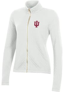 Gear for Sports Indiana Hoosiers Womens White Relaxed Quilted Long Sleeve Full Zip Jacket