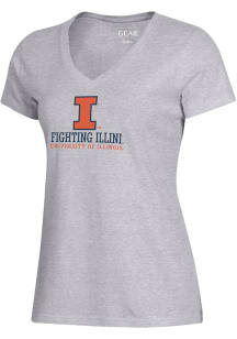 Gear for Sports Illinois Fighting Illini Womens Grey Mia Short Sleeve T-Shirt