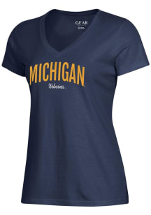 Gear for Sports Michigan Wolverines Womens Blue Mia Short Sleeve T-Shirt
