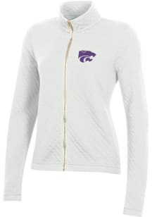 Gear for Sports K-State Wildcats Womens White Relaxed Quilted Long Sleeve Full Zip Jacket