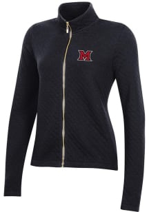 Gear for Sports Miami RedHawks Womens Black Relaxed Quilted Long Sleeve Full Zip Jacket