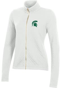 Gear for Sports Michigan State Spartans Womens White Relaxed Quilted Long Sleeve Full Zip Jacket