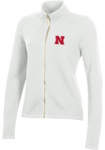 Gear for Sports Nebraska Cornhuskers Womens White Relaxed Quilted Long Sleeve Full Zip Jacket