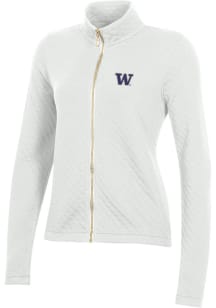 Gear for Sports Washington Huskies Womens White Relaxed Quilted Long Sleeve Full Zip Jacket
