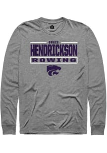 Grace Hendrickson K-State Wildcats Graphite NIL Stacked Box Long Sleeve Player T Shirt