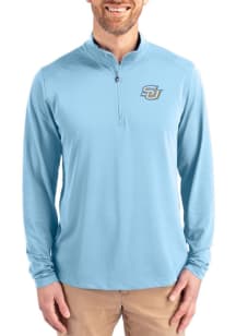 Cutter and Buck Southern University Jaguars Mens Light Blue Virtue Eco Pique Long Sleeve Qtr Zip P..