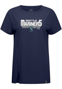 Levelwear Seattle Mariners Womens Navy Blue Influx Retro 3D Short Sleeve T-Shirt