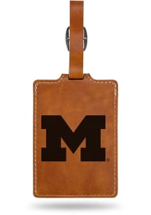 Michigan Wolverines Brown Laser Engraved Luggage Tag