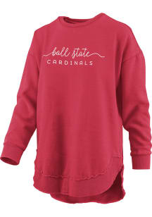 Pressbox Ball State Cardinals Womens Cardinal Campus Vibes Crew Sweatshirt