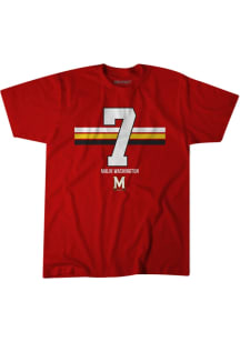 Malik Washington Maryland Terrapins Red Football Name And Number Stripe Short Sleeve Fashion Playe..
