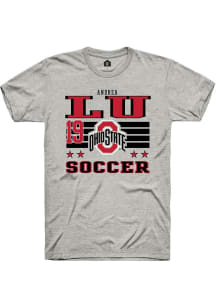 Andrea Lu Ohio State Buckeyes Ash NIL Striped Short Sleeve Player T Shirt