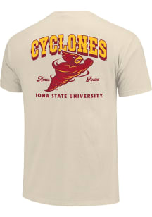 Iowa State Cyclones Beige Mascot Layout Short Sleeve T Shirt