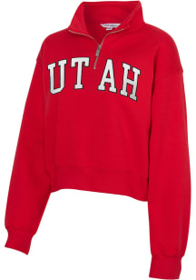 Utah Utes Womens Red Cropped Sport Fleece Qtr Zip
