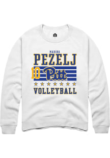 Marina Pezelj Pitt Panthers Mens White NIL Striped Player Crew