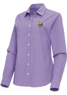Antigua Minnesota Vikings Womens Porter Long Sleeve Purple Dress Shirt