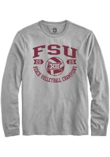 Summit Sportswear Florida State Seminoles Grey Big 12 2026 Beach Volleyball Champions Long Sleeve..