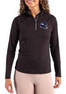 Cutter and Buck Minnesota Vikings Womens Black Helmet Coastline Qtr Zip