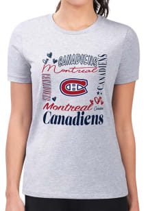 4Her Montreal Canadiens Womens Grey Collage Fitted Short Sleeve T-Shirt