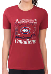 4Her Montreal Canadiens Womens Red Collage Fitted Short Sleeve T-Shirt