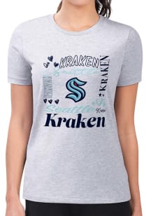 4Her Seattle Kraken Womens Grey Collage Fitted Design Short Sleeve T-Shirt