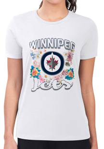 4Her Winnipeg Jets Womens White Flowers Fitted Short Sleeve T-Shirt