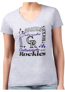 4Her Colorado Rockies Womens Grey Collage Fitted Design Short Sleeve T-Shirt