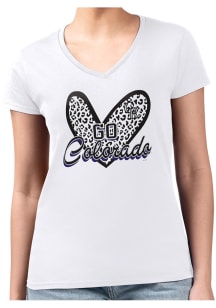 4Her Colorado Rockies Womens White Leopard Heart Fitted Design Short Sleeve T-Shirt