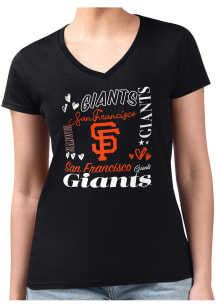 4Her San Francisco Giants Womens Black Collage Fitted Design Short Sleeve T-Shirt