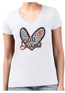 4Her San Francisco Giants Womens White Leopard Heart Fitted Design Short Sleeve T-Shirt