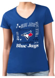 4Her Toronto Blue Jays Womens Blue Collage Fitted Design Short Sleeve T-Shirt
